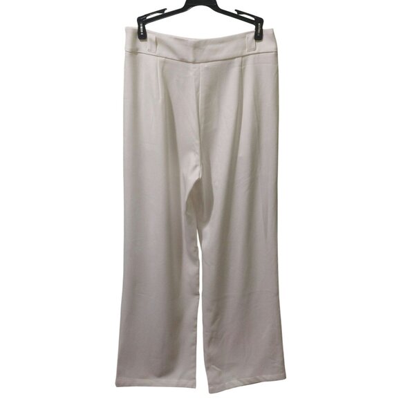 NWT Commense White High-Waisted Wide-Leg Dress Pants ~Front Pleated~Pockets Med. - Picture 2 of 7